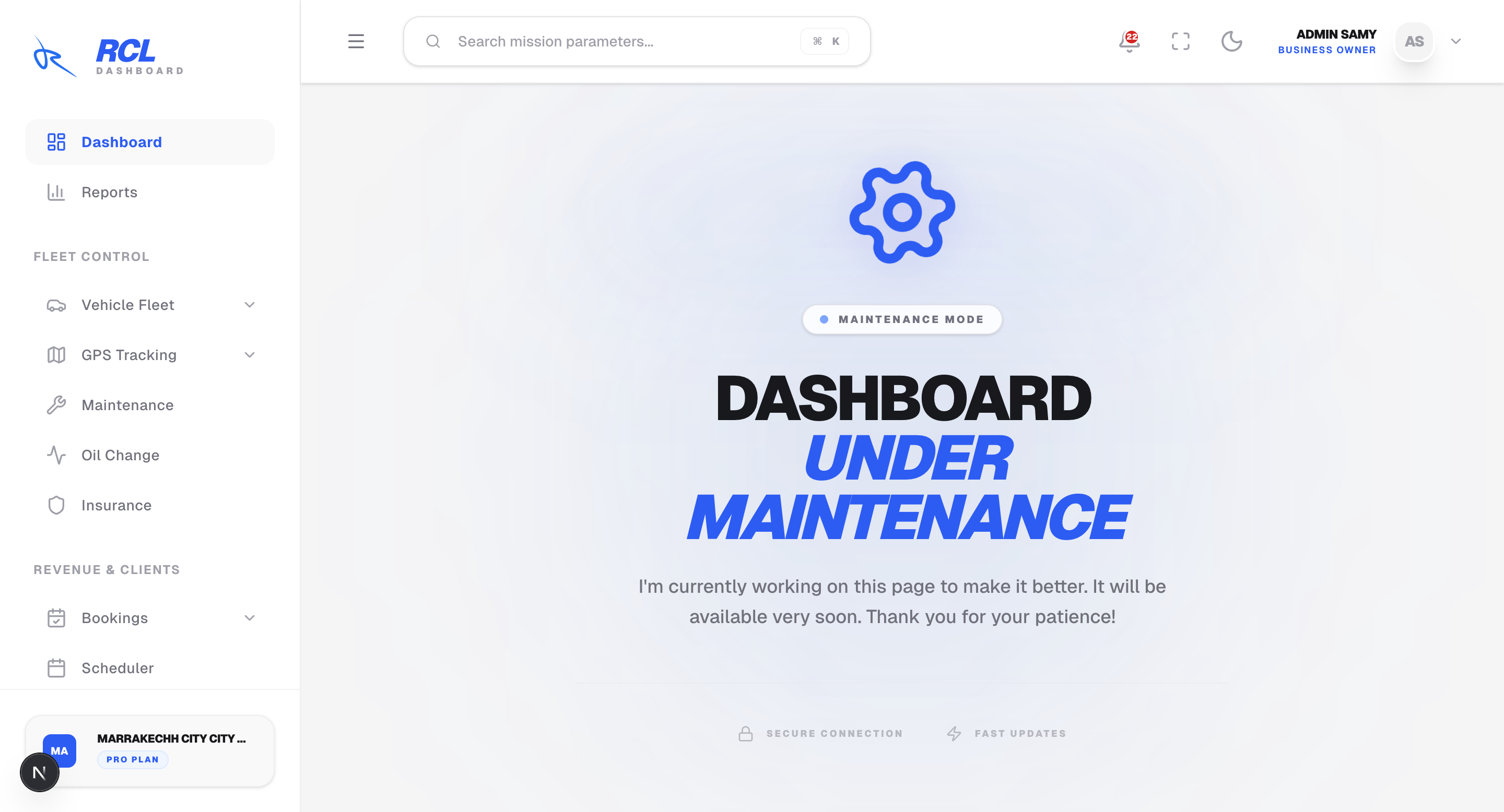 RCL Dashboard Mockup